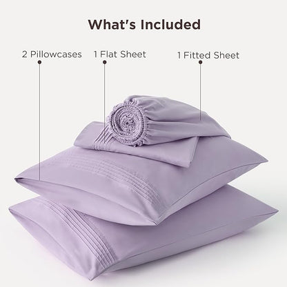 Bedsure Deep Pocket Full Size Bed Sheets Set - Fits Mattresses Up to 21 Inches Thick - 4 Piece GentleSoft Bed Sheets, Moisture Wicking, Cooling Bedsheet & Pillowcases, Easy & Secure Fit, Light Purple