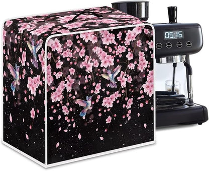 Coffee Maker Cover Hummingbird Cherry Blossom Coffee Maker Cover for Kitchen Counter Dust Protector