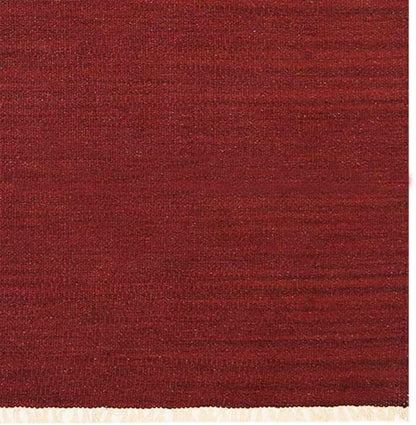 Rugsotic Carpets Hand Woven Flat Weave Kilim Wool ECO-Friendly Area Rugs - 2'6"x8', Runner Shape, Burgundy Color, Solid Plain Design, Low Pile Handmade Rugs for Living Room, Bed Room (D00111)