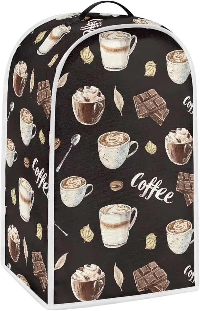 Coffee Chocolate Print Blender Dust Cover, Stand Mixer or Coffee Maker Appliance Cover, Anti Fingerprint Polyester Dust Proof Stain Resistant Blender Cover for Home Kitchen
