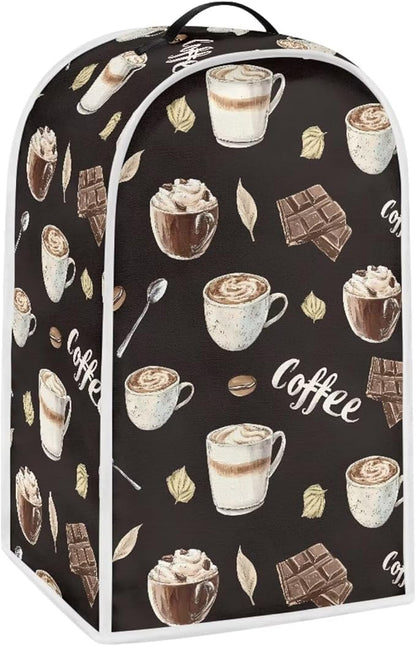 Coffee Chocolate Print Blender Dust Cover, Stand Mixer or Coffee Maker Appliance Cover, Anti Fingerprint Polyester Dust Proof Stain Resistant Blender Cover for Home Kitchen