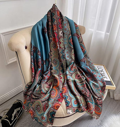 Fashion Scarves Scarf 100% Silk Feeling Scarf Silk Like Scarves Long Lightweight Sunscreen Shawls for Women