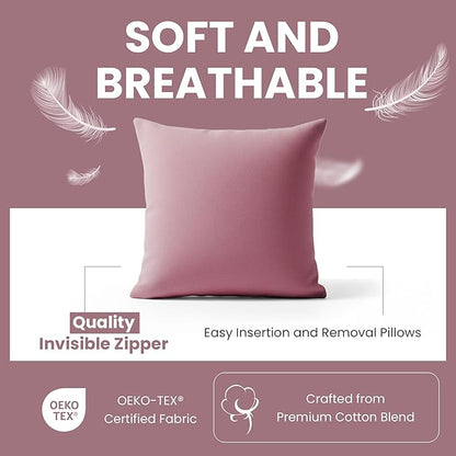 Haven & Glow Decorative Throw Pillow Cover – Square Cushion Case with Zipper | Modern Sofa, Couch & Bed Accent Pillow Covers for Living Room, Bedroom & Home Decor | 18 x 18 inches – Violet – 2 Pack