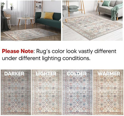 Keen Home Design 2x10 Rug - Machine Washable Runner Rug with Non-Slip Backing, Ideal for Hallway, Entryway, Kitchen, Laundry Room - Vintage, Easy Clean, Durable, Low Pile - (2'6" x 10')