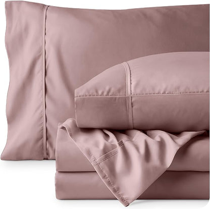 Bare Home King Sheet Set - Luxury 1800 Ultra-Soft Microfiber King Bed Sheets - Double Brushed - Deep Pockets - Easy Fit - 4 Piece Set - Bedding Sheets & Pillowcases (King, Mauve)