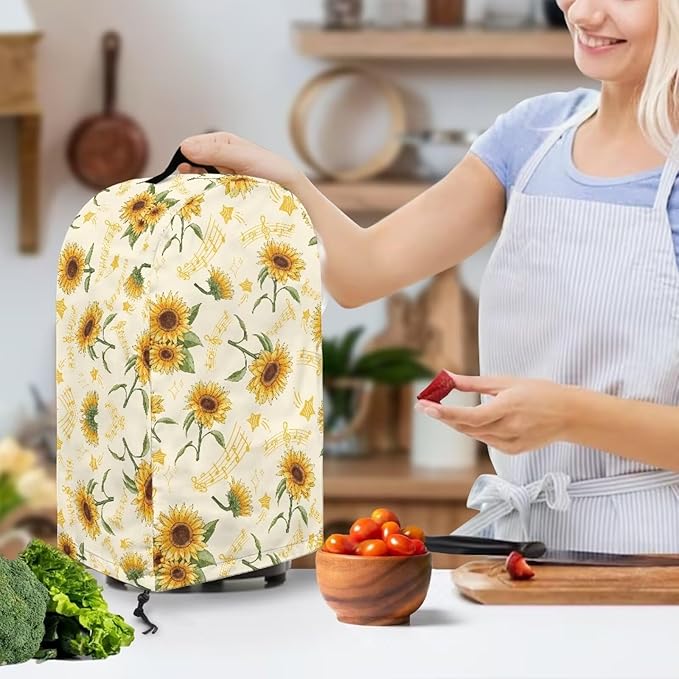 Blender Dust Cover, Sunflower Music Notes Stand Mixer or Coffee Maker Appliance Cover Food Processor Hood for Home Kitchen Small Appliance Covers