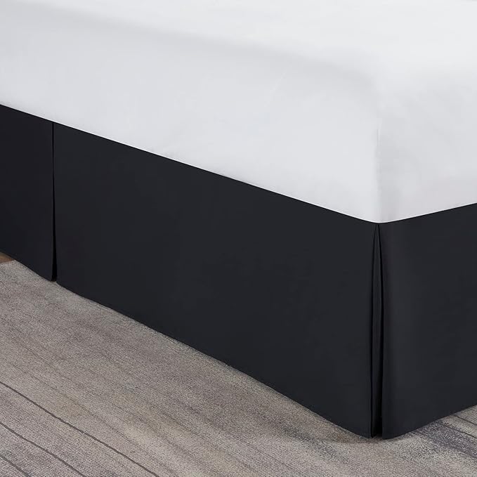 Nestl Black Bed Skirt Cal King Size - Cal King Bed Skirt 14 Inch Drop - Brushed Microfiber Bed Skirts - Hotel Quality Pleated Bed Skirt - Shrinkage & Fade Resistant