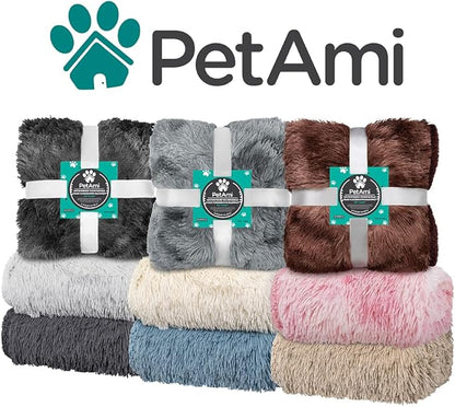 PetAmi Waterproof Dog Blanket for Large Dog, Calming Pet Blanket Bed Couch Cover Protector, Washable Sherpa Faux Fur Throw for Sofa Furniture Protection, Soft Fluffy 60x80 Light Gray