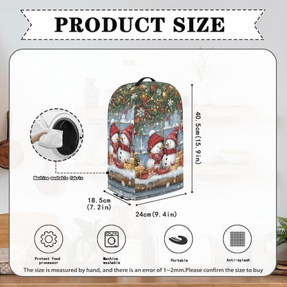 Xmas Snowman Print Blender Dust Cover, Stand Mixer or Coffee Maker Appliance Covers with Drawstring, Anti Fingerprint Dust Stain Resistant Blender Cover for Home Kitchen