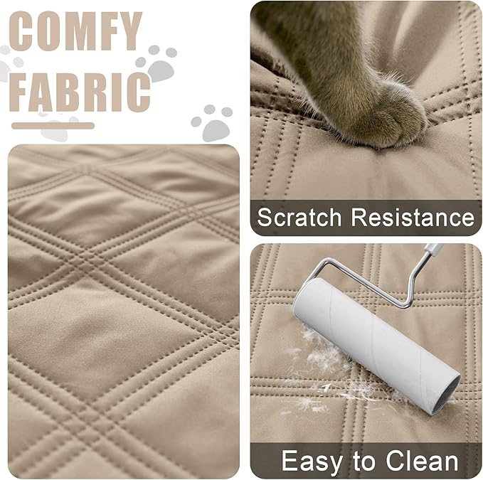 Smiry Waterproof Dog Bed Cover Blanket 40x50, Soft Reversible Pet Blanket, Washable Leakproof Cats Dogs Couch Cover for Sofa, Couch, Furniture, Lattice, Taupe/Taupe