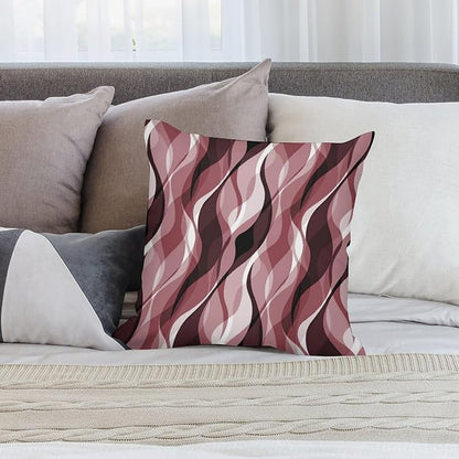 Burgundy Throw Pillow Covers Modern Abstract Ombre Burgundy Striped Decorations for Bedroom Living Room Farmhouse Sofa Pillows Bed Couch 18x18 Inch
