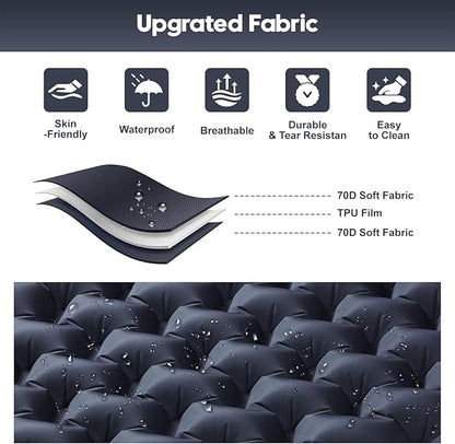 Double Sleeping Pad for Camping – 4” Thick Inflatable Camping Mattress 2 Person, Built-in Foot Pump & Pillow, Ultralight Self-Inflating Camping Mat for Tent, Hiking, Backpacking, Traveling