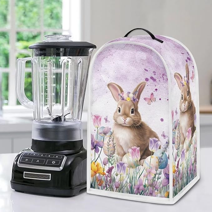 Easter Bunny Blender Covers for Kicthen, Tulip Coffee Machine Dust Cover Washable Dustproof Cover Compatible with Blender Juicer Food Processor Protection