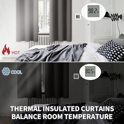 BGment Blackout Curtains for Bedroom 63 Inches Length - Rod Pocket Thermal Insulated 52 Inches Width Room Darkening Window Curtain for Living Room, 52 x 63 Inch, 2 Panels, Grey