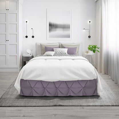 Nestl Grayish Purple Bed Skirt King Size, Pinch Pleat King Bed Skirt, 14" Inch Drop King Bedskirt, Hotel Quality Purple Bed Skirts, Microfiber Bedskirt for King Bed, Grayish Purple King Bed Skirt