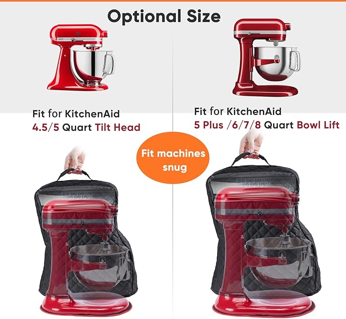 BAGSPRITE Stand Mixer Cover with Appliance Sliders Compatible with KitchenAid Mixer 6/7/8 Quart with Pockets for Kitchen Aid Accessories and Attachments
