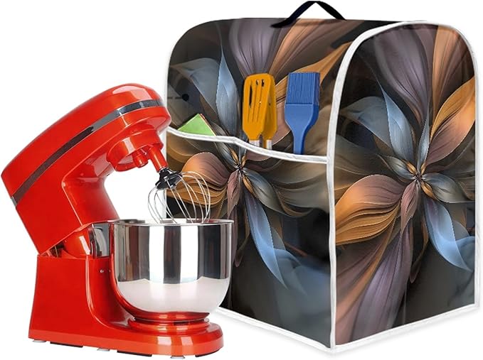 Stand Mixer Cover Compatible with Kitchen Aid Mixer, Brown Flower Kitchen Appliance Dustproof Covers with Accessories Pockets, Fits All Tilt Head & Bowl Lift Models Mixers
