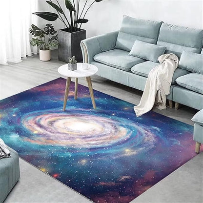 3D Blue Purple Galaxy Rugs for Bedroom Living Room 5x8 ft Soft Kitchen Floor Mats Non Slip Play Room Carpet