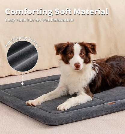 Made4Pets Dog Crate Pad Bed for Large Dogs, Washable & Reversible, Anti-Slip Kennel Mat for Cozy Sleeping, Soft Fluffy Dog Bed for Indoor & Outdoor Use, 44"x32", Dark Gray