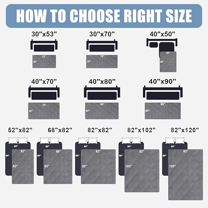 Smiry Waterproof Dog Bed Cover Blanket 40x80, Soft Reversible Pet Blanket, Washable Leakproof Cats Dogs Couch Cover for Sofa, Couch, Furniture, Lattice, Grey/Light Grey