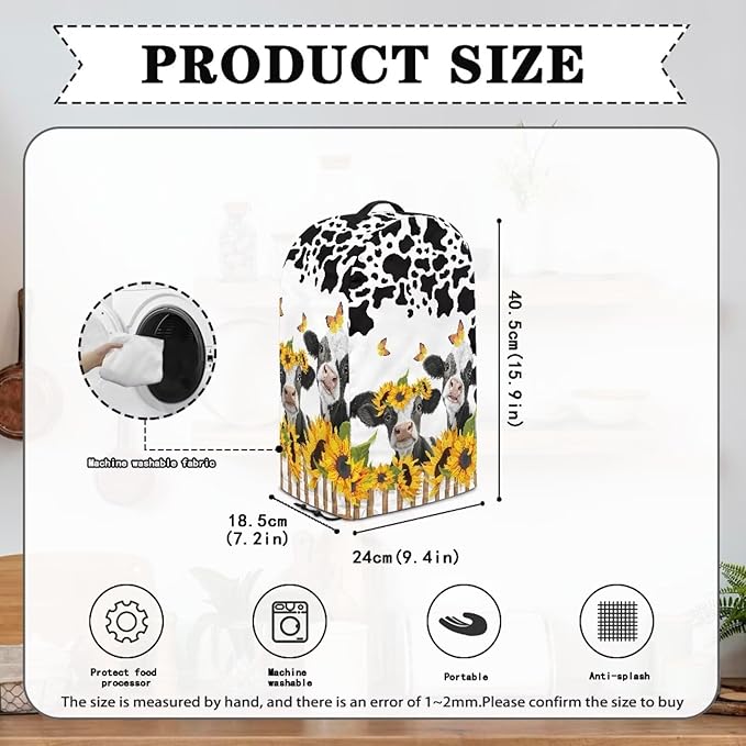 Kitchen Stand Mix Blender Cover with Drawstring Kitchen Appliance Anti Fingerprint Dust Proof Stain Resistant Coffee Maker Food Processor Stand Mixer Cover Sunflower Milk Cow