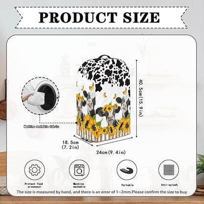 Kitchen Stand Mix Blender Cover with Drawstring Kitchen Appliance Anti Fingerprint Dust Proof Stain Resistant Coffee Maker Food Processor Stand Mixer Cover Sunflower Milk Cow
