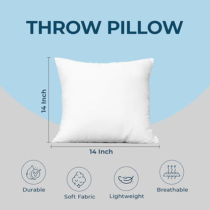 Utopia Bedding Throw Pillows (Set of 4, White), 14 x 14 Inches Pillows for Sofa, Bed and Couch Decorative Stuffer Pillow