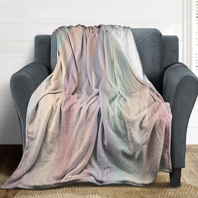 Fashion Gradient Blanket, Modern Abstract Art Colorful Pink Painting Strokes Pattern Soft Warm Cozy Plush Flannel Covers for Livingroom Bedroom Couch Chair Camping Travel Home Decor Tapestry 60x80in