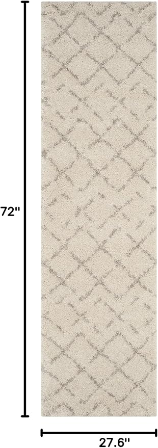 SAFAVIEH Arizona Shag Collection Runner Rug - 2'3" x 6', Ivory & Beige, Moroccan Boho Design, Non-Shedding & Easy to Clean, Ideal for Ideal for Living Room, Hallway, Foyer, Bedroom (ASG743A)