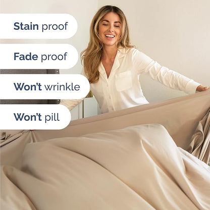 Twin Size 3 Piece Sheet Set - Comfy Breathable & Cooling Bed Sheets Set - Hotel Luxury Bedding for Women, Men, Kids, Teens, Boys & Girls - Deep Pockets, Ultra-Soft and Wrinkle Free - Oeko-Tex - Cream