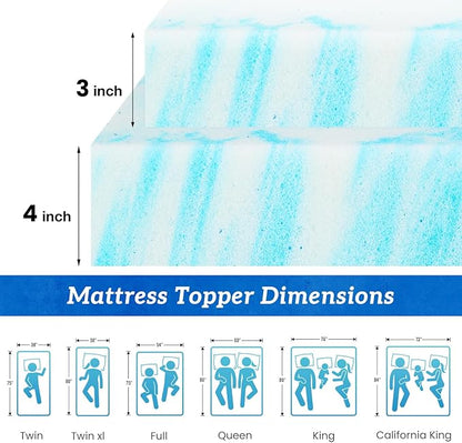 Sweetcrispy Mattress Topper King, 2 Inch Thick Memory Foam Gel Infused Cooling Toppers Pad for King Size Bed, Sleeper Sofa, RV, Camper, CertiPUR US Certified, Ventilated and Breathable