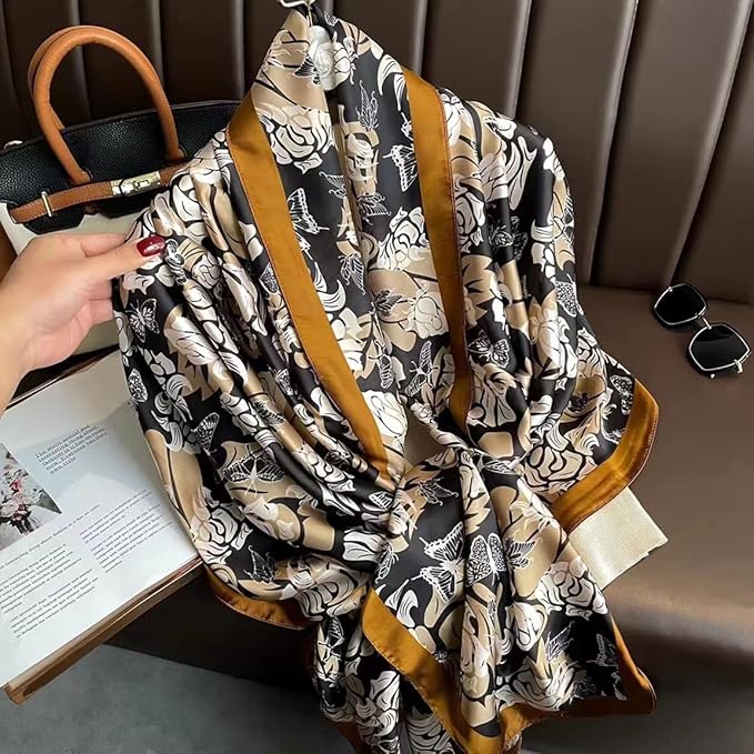 Fashion Scarves Scarf 100% Silk Feeling Scarf Silk Like Scarves Long Lightweight Sunscreen Shawls for Women