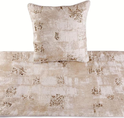 The HomeCentric Ivory Bed Runner Without Pillow Cover, Full Size 68"x18" Decorative Bed Runner, Ivory Velvet Bed Scarf in Foil Velvet with Sequin - Creative Grudge