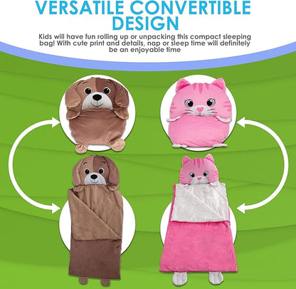 Kid's Nap Buddies Character Preschool Nap Mat, Toddler Sleeping Bag with Pillow for Daycare, Ages 3+
