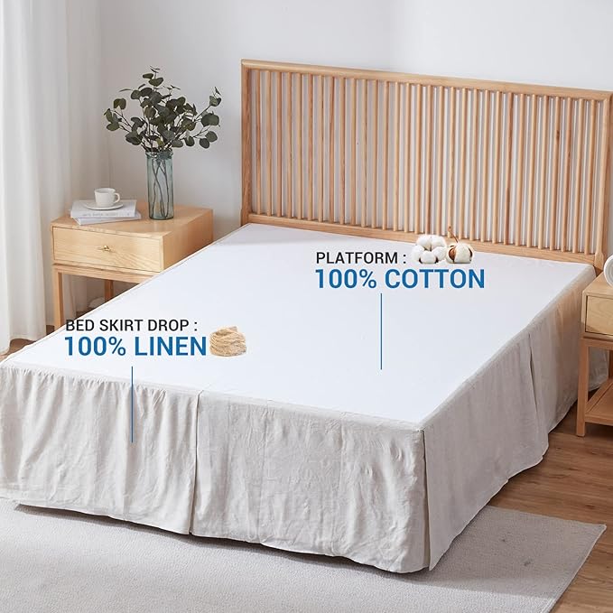 Simple&Opulence Premium Linen Bed Skirt Basic Style 18 inch Tailored Drop Dust Proof Easy Fit Breathable (18'' Basic-Linen, Twin)