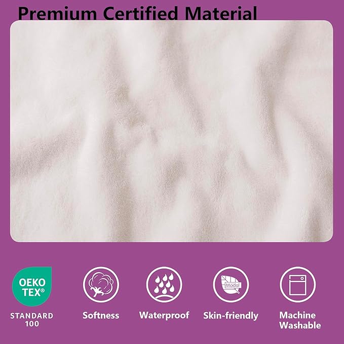 Waterproof Blanket for Bed King Size, Leak Proof Dog Couch Blankets Reversible, Pet Throw Sofa Furniture Protector Machine Washable-82 x108,Purple+Cream