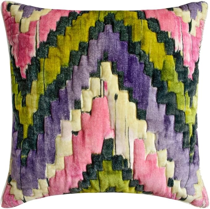 The HomeCentric King/Queen/Twin Pink & Purple Luxury King 90"x18" Bed Runner with One Pillow Cover, Chevron, Quilted Bed Scarf on Velvet Fabric - Artful Chevron