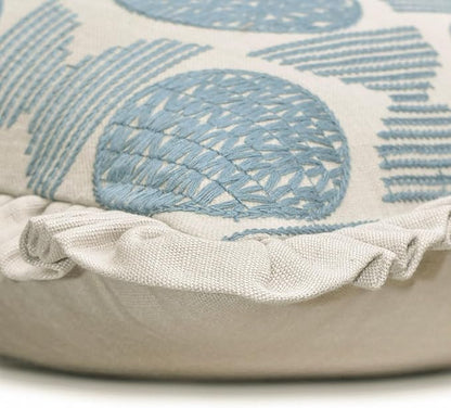 The HomeCentric King/Queen/Twin Blue Decorative Bed Runner King 90"x18" Bed Runner Without Pillow Cover, Embroidery, Ruffles Bed Scarf on Linen Fabric - Ellara Blue