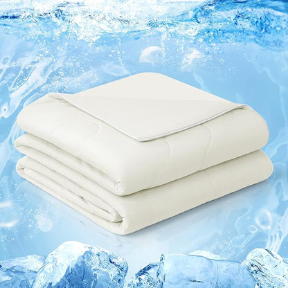 EASELAND Cooling Comforter King, Cold Touch Fabric Absorbs Body Heat, Double-Sided Cool Design Soft Fluffy Cooling Blanket for Night Sweats Hot Sleeper (Beige, King(108"x90"))