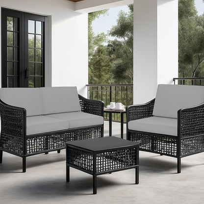 idee-home Outdoor Cushions for Patio Furniture, Outdoor Seat Cushion, Waterproof Couch Hampton Bay Deep Seat Replacement Chair Cushions for Garden Lawn Backyard Deck, 28.5 x 28.5 Grey