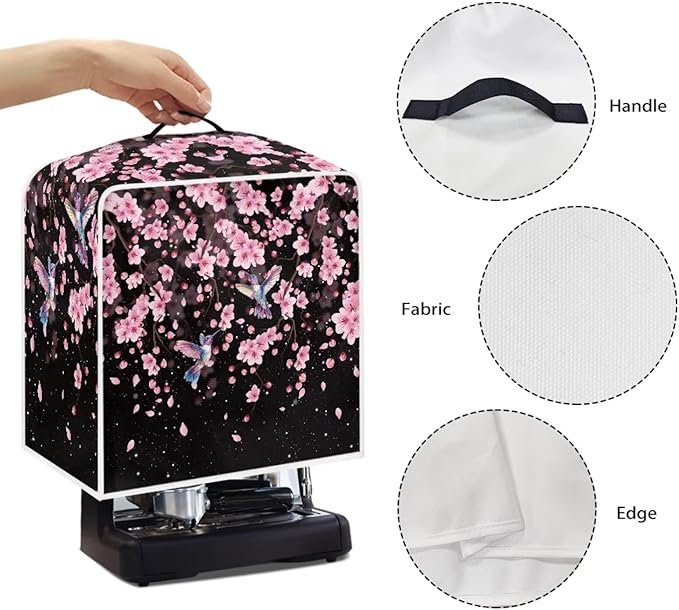 Coffee Maker Cover Hummingbird Cherry Blossom Coffee Maker Cover for Kitchen Counter Dust Protector