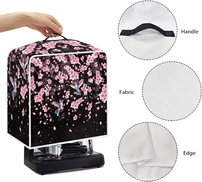 Coffee Maker Cover Hummingbird Cherry Blossom Coffee Maker Cover for Kitchen Counter Dust Protector