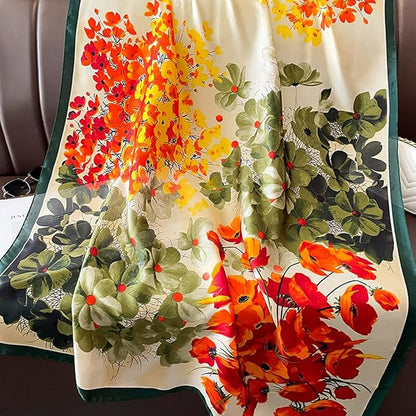 Fashion Scarves Scarf 100% Silk Feeling Scarf Silk Like Scarves Long Lightweight Sunscreen Shawls for Women