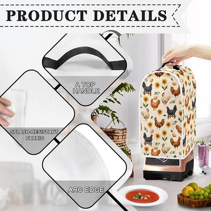 Talayituse Rooster Chicken Egg Sunflower Print Blender Dust Cover with Handle, Stand Mixer or Coffee Maker Appliance Covers Anti Fingerprint Dust Proof Stain Resistant Blender Cover for Home Kitchen