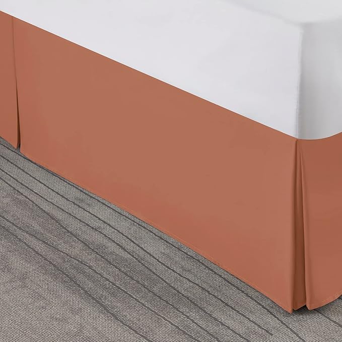 Nestl Rust Bed Skirt Cal King Size - Cal King Bed Skirt 14 Inch Drop - Brushed Microfiber Bed Skirts - Hotel Quality Pleated Bed Skirt - Shrinkage & Fade Resistant