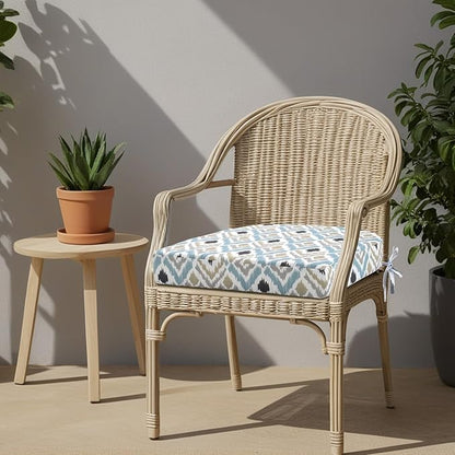 idee-home Outdoor Chair Cushions Set of 2, Thick 19" x 19" x 3" Outdoor Seat Cushions Patio Furniture Waterproof with Ties, Dining Pads