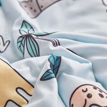 Joyreap 4 Piece Toddler Bedding Set, Cute Dinosaur on Light Blue, Ultra Soft Microfiber Toddler Comforter for Kids Boys Girls, Includes Quilted Comforter, Fitted Sheet, Top Sheet, and Pillow Case