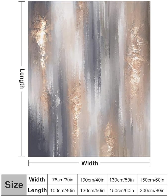 Abstract Gradient Blanket, Modern Fashion Baroque Gold Grey Painting Strokes Pattern Soft Warm Cozy Plush Flannel Covers for Livingroom Bedroom Couch Chair Camping Travel Home Decor Tapestry 60x80in