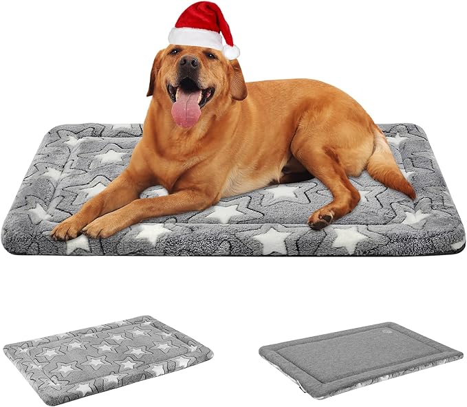 EMPSIGN Dog Crate Pad - Reversible Kennel Mat (Cool & Warm), Machine Washable, Cozy Star Pattern Sleeping Pad for Small Medium Large Dogs, All-Season Pet Bed, Suitable for 42"x28" Dog Crate, Grey