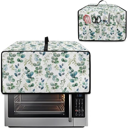 Countertop Convection Oven Cover Decorative and Protective Air Fryer Toaster Oven Dust Cover for Home Kitchen Indoor Decor, L, Eucalyptus Leaf Green White